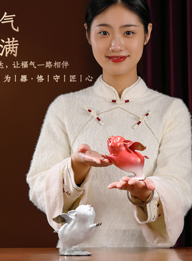 全铜猪摆件飞天小猪生肖铜工艺品创意生日礼物送老婆女朋友