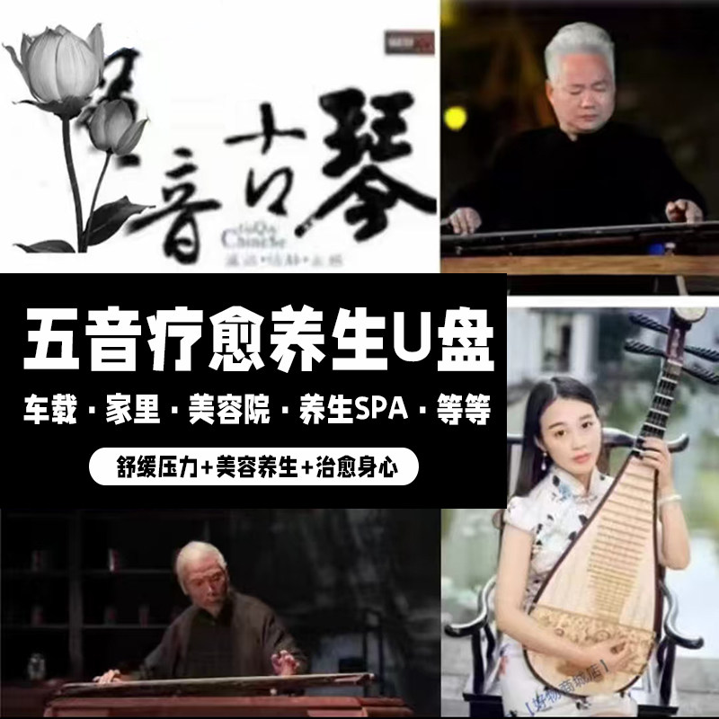 国乐五音疗愈U盘无损纯轻音乐茶室静心养生古琴古筝琵琶陶笛车载