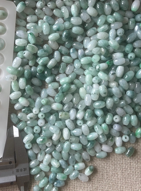 飘蓝花天然A货翡翠玉长珠散珠