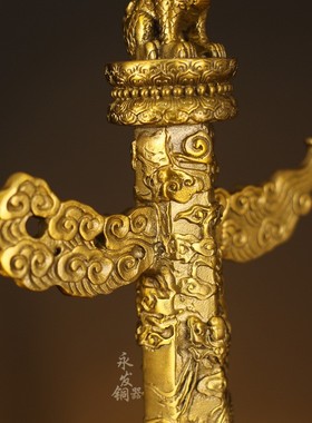 2026黄铜华表摆件精致华表柱摆件中华柱龙柱黄铜现代家居办公室摆