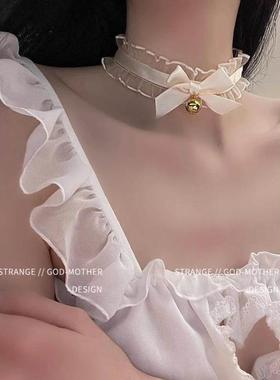 蕾丝小铃铛choker锁骨链纯欲