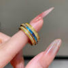 999 Pure Gold Rainbow Gradient Gold Fortune Ring Gold Ring Light Luxury Fashion Exquisite Versatile Gift for Your Girlfriend