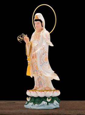 香樟木白衣观音大士普渡慈航神像站莲花观世音菩萨佛像正法明如来