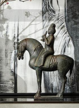 邸高家居别墅样板房间现代新中式玄关装饰摆件装饰品组合套装搭配