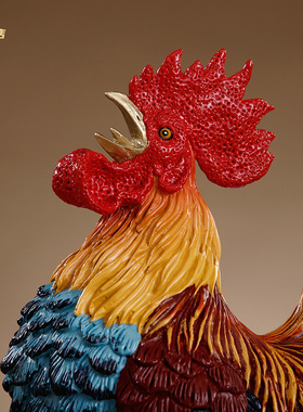 黄铜玄关热着色公鸡摆件吉祥如意