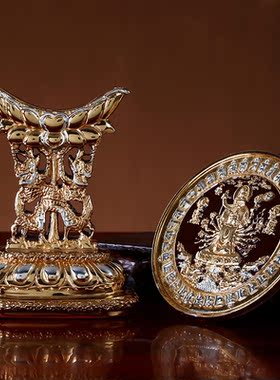 涛羽准提镜 台湾鎏金纯铜准提镜风水铜镜密宗准提佛母咒居家供奉