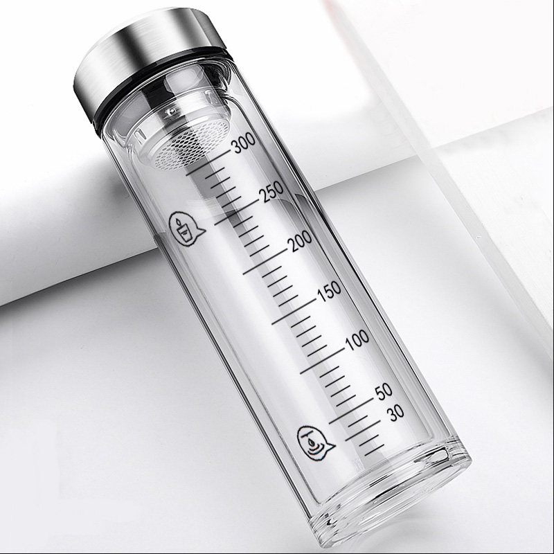 冲牛奶杯子标有刻度的带毫升双层成人女孕妇玻璃喝泡奶粉专用水杯