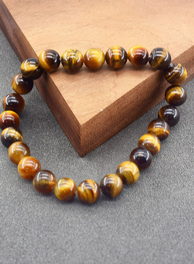 Bracelet Made of Natural Stones Yellow Tiger Eye Beads