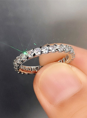 Fashion Contracted Women's Ring Thin Full Paved Round CZ
