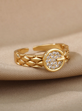 Letter G Cubic Zirconia Rings For Women Stainless Steel