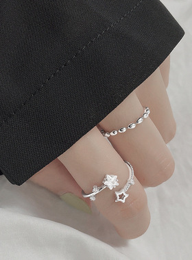 Sterling Silver Star Crytal Ring for Women Girl Personality