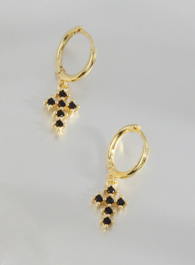 Luxury cross diamond earrings trendy fashion design high-end