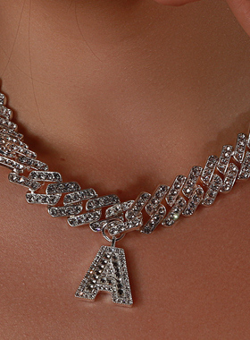 Fashion Punk Hip Hop A-Z Initial Necklace for Women Men