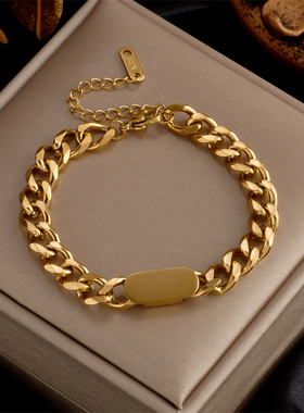 DIEYURO 316L Stainless Steel Fashion Link Chain Bangle