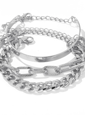 Charm Shiny Crystal Silver Color Heart Metal Bracelets for