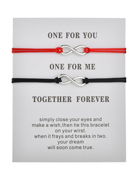 2Pcs/set Lovers Couple Bracelets Handmade Red Black Rope