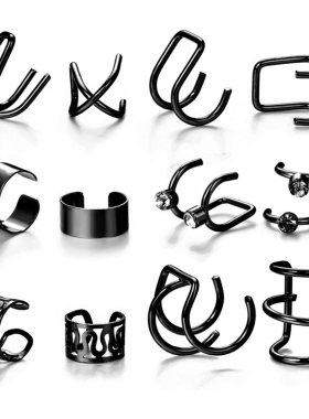 Punk Ear Cuff Gold Color Leaves Non-Piercing Ear Clips Fake