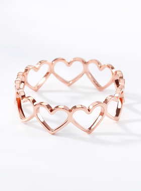 Stainless Steel Heart Rings For Women Gold Color Adjustable