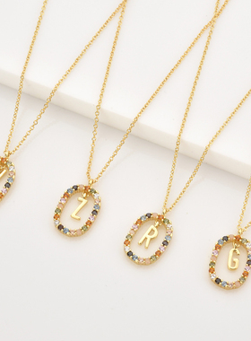 925 Sterling Silver Zircon Colorful Letters A - Z Initial M