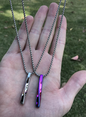 WLP Stainless Steel Rectangle Pendant Necklace for Men Kpop