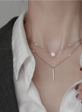 2024 Noble Sterling Silver Double Necklace Choker Shiny