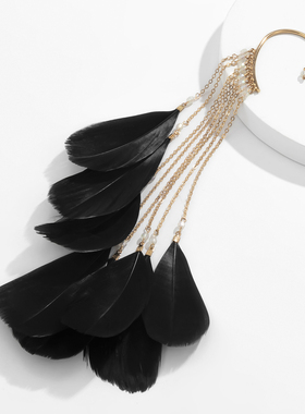 1pcs New Unusual Earrings Big White/Black/Red Color Feather