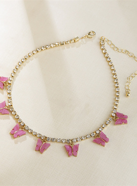 New Luxury Red Cherry Crystal Tennis Chain Women's Necklace