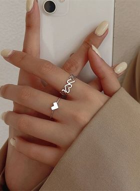 Fashion Metal Heart Rings Set Silver Color Alloy Hollow