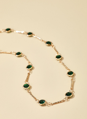Tocona Tredny Green Rhinestone Chain Choker Necklace for