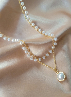 New 2023 New Fashion Kpop Pearl Choker Necklace Cute Double