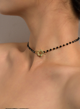 New 2023 New Fashion Luxury Black Crystal Glass Bead Chain