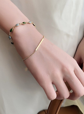 Double-deck Exquisite Retro Bracelet for Women Bead Charm