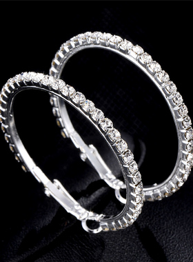Hot 20-60mm Large Circle Crystal Hoop Earrings for Women
