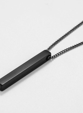 Cool Stuff Simple Black Color Rectangle Pendant Necklace