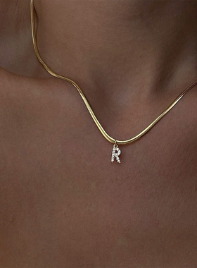 Women Tiny Letter A-Z Initial Necklaces, Small Shiny Letter