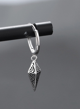 Vintage Geometry Pattern Cone Ear Buckle Boy Jewelry 925