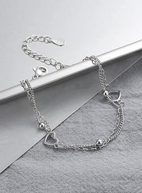 VENTFILLE  Sterling Silver Double Love Heart Hollow Round