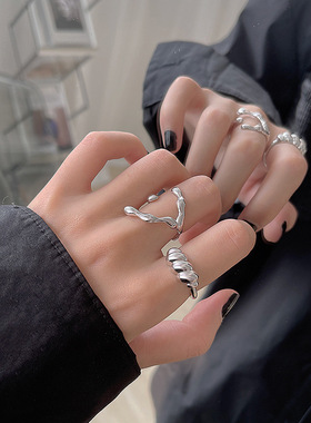 S925 Sterling Silver Rings for Women Irregular Geometry