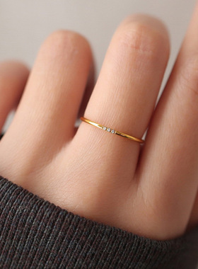 2022 stainless Zircon Simple Rings For Women 3 Color 1mm