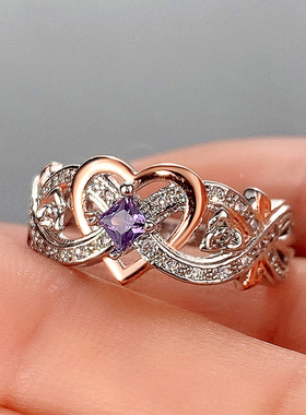 Creative Women's Heart Rings with Romantic Rose Flower