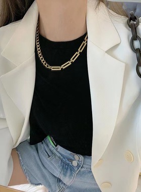 316L Stainless Steel New Trendy Gold Color Cuba Chain Charm