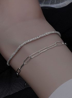 925 Sterling silver beautiful double chain bracelets for