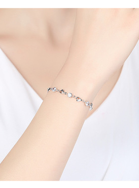 hot 925 Stamped Silver color Zircon Love Heart Shaped