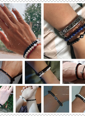 Black White Stone DIY id 26 Letters Bracelet for Women Men