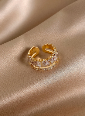 Luxury Zircon Double Student Opening Rings for Woman 2023