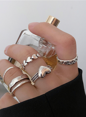 Vintage Punk Moon Stars Rings For Women 3PCS Retro Silver