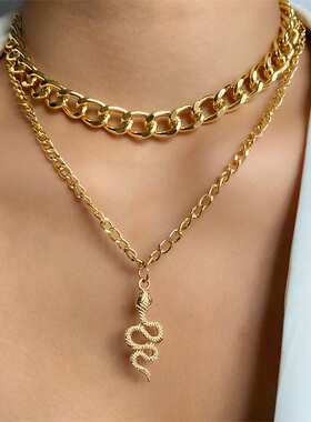 IFMIA Retro Multilayer Snake Pendant Chain Necklace For