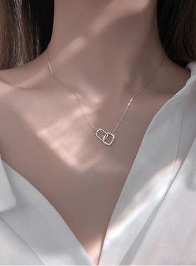 New 925 Sterling Silver Shiny Rectangle Double Zircon