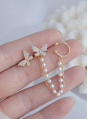 2021 Fashion Trend Diamond Butterfly Clip Earrings Ear hook