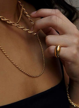 Hemp Chain Necklace for Women Retro Hip-hop Trend Stacked